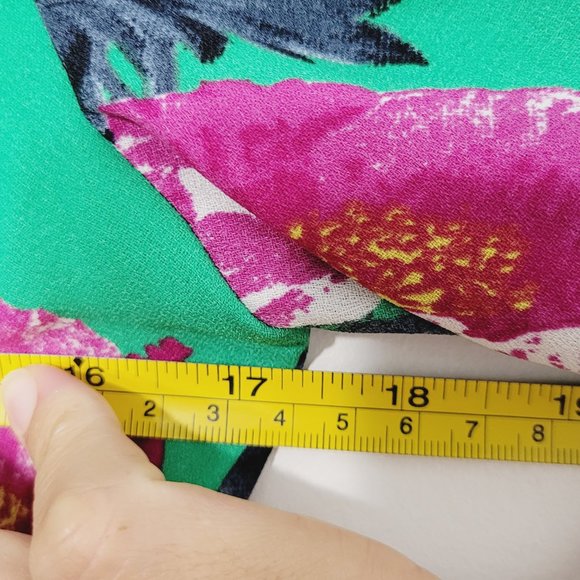 Vero Moda Aqua Green Floral Long Sleeve Peplum Blouse Shirt Top Ruffle Neck XS - Picture 10 of 10